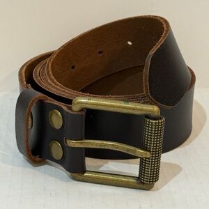 Men's Black Belt Brass Buckle  XL